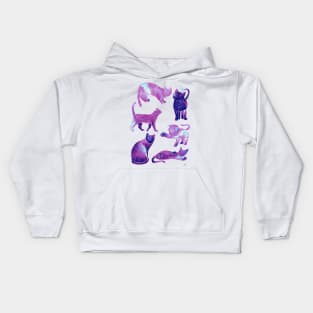 Galaxy Cats Pattern - Pink & Purple Kids Hoodie